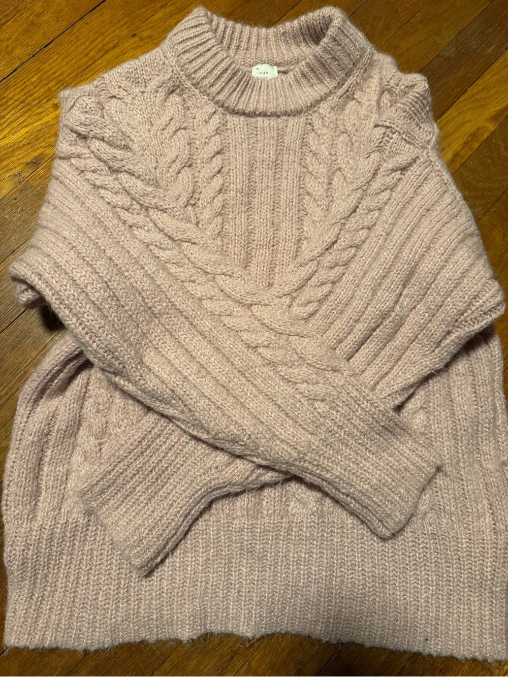 a new day Cable-Knit Turtleneck Sweater in Dusty Pink